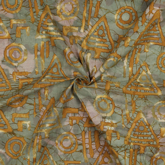 Indian Cotton Batik 'Ochre Symbols'