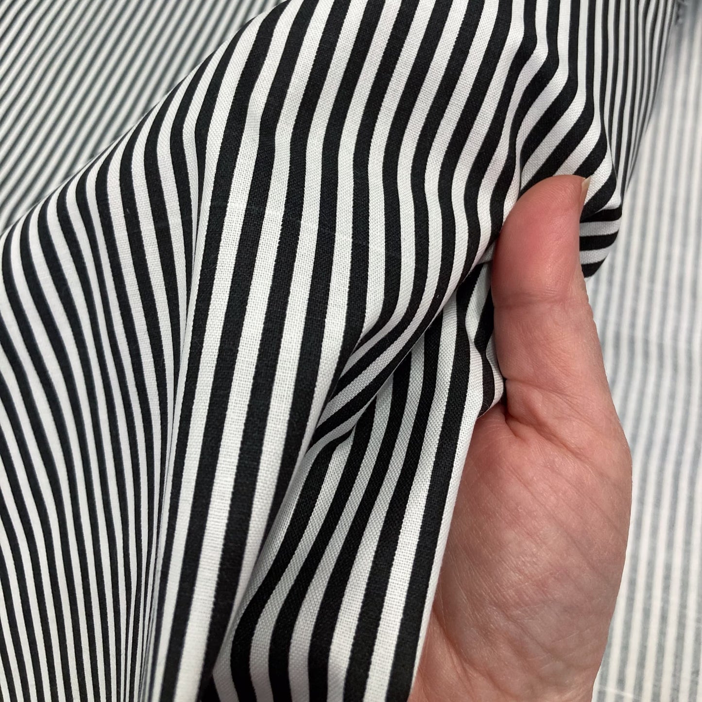 Deadstock: Ex-Joann Quilting Cotton 'Black and White Stripe'