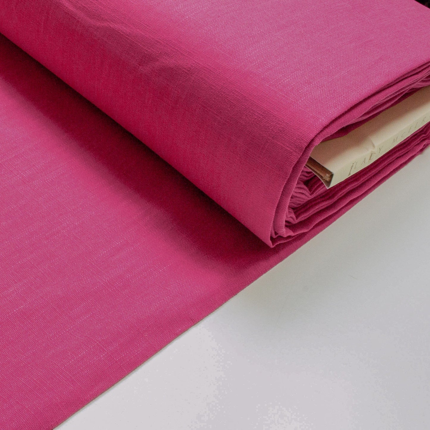 90cm Piece Washed Linen Chambray in Fuchsia