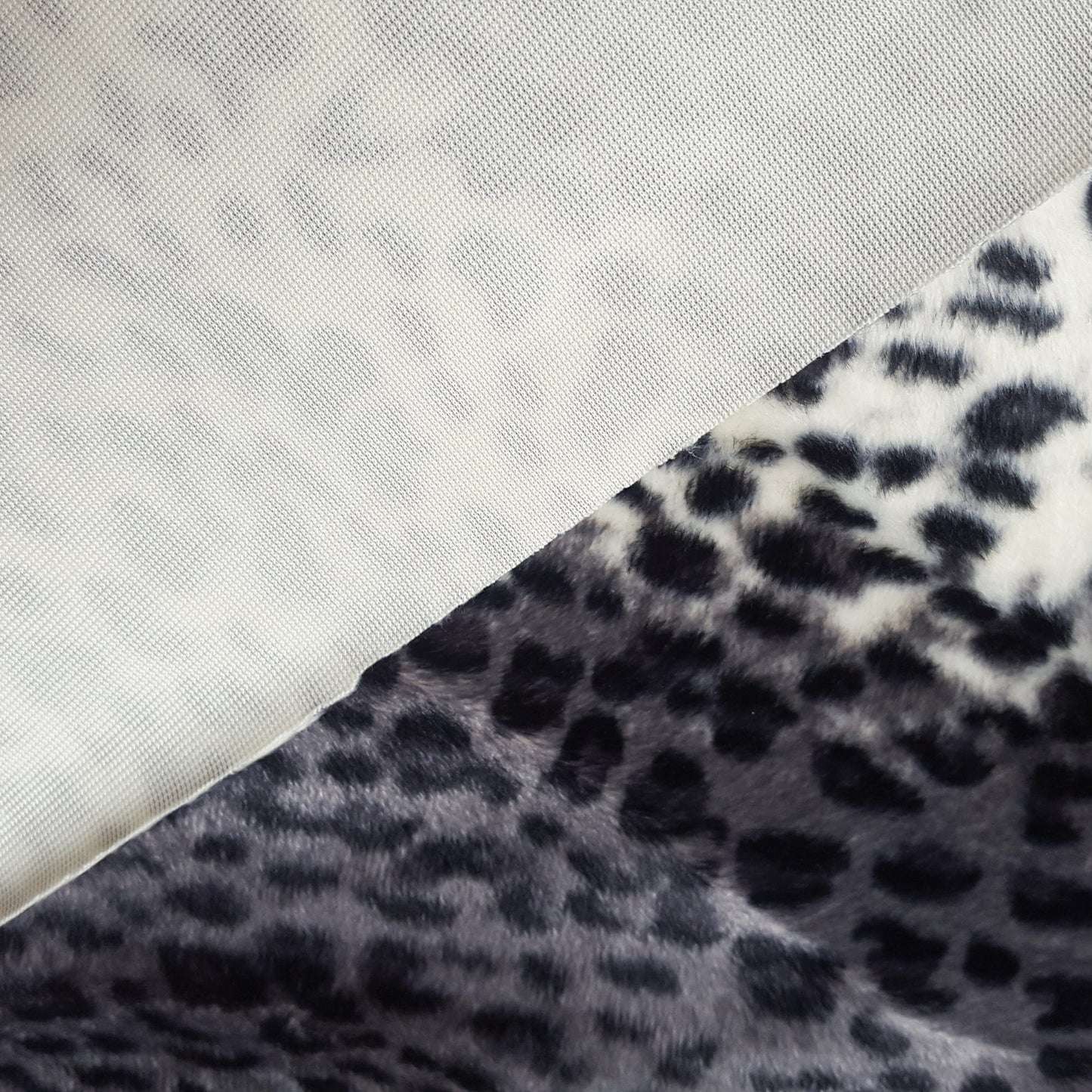 46cm Piece Faux Fur Fabric with Grey Leopard Print
