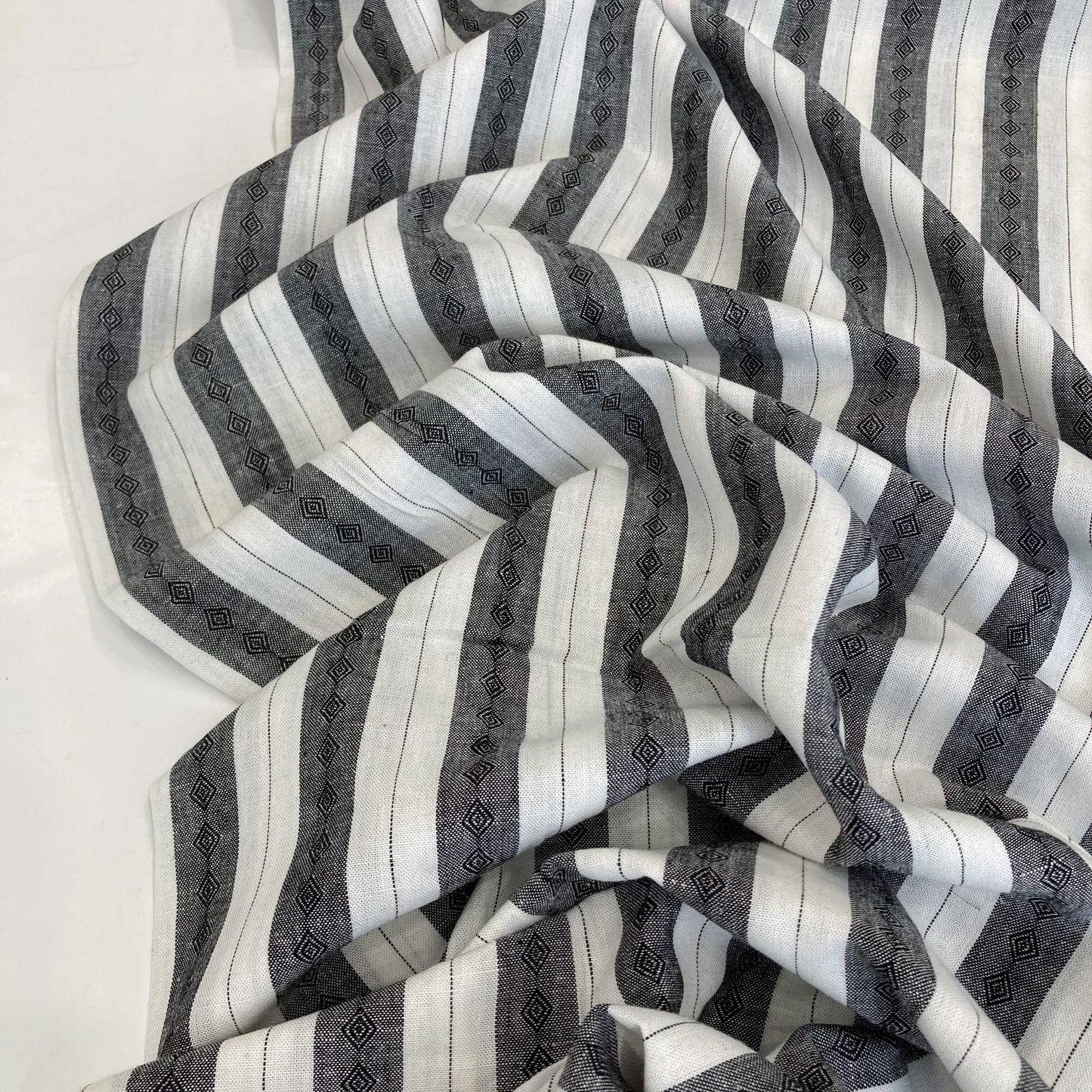 Linen Viscose Diamond Stripe