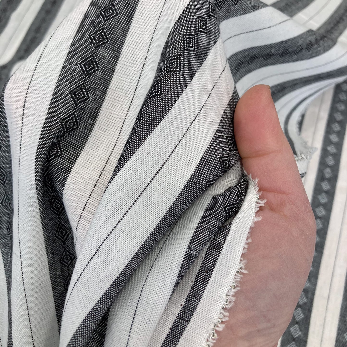 Linen Viscose Diamond Stripe