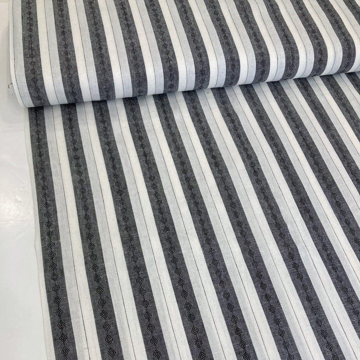 Linen Viscose Diamond Stripe