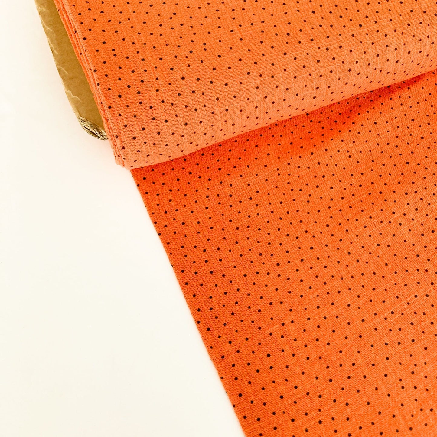 Cotton Cheescloth in Tangerine with Black Spots