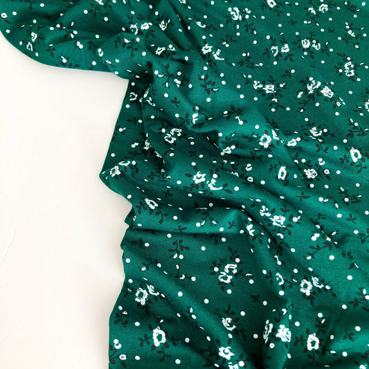 Viscose Jersey Bottle Green Ditsy Floral