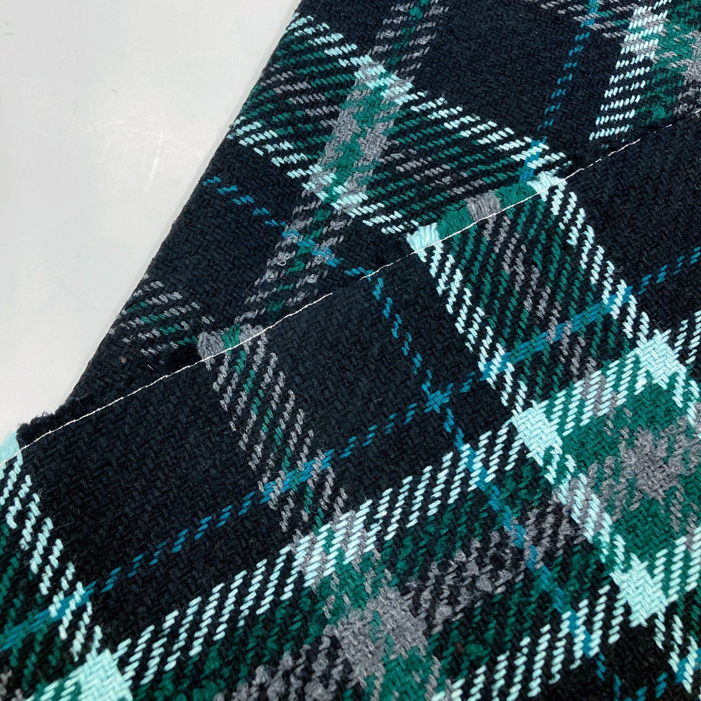 Wool Mix Coating with Black and Green Check