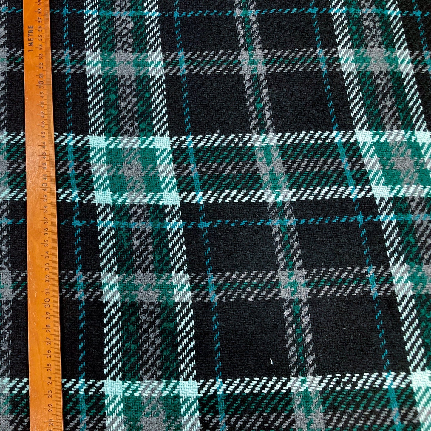 Wool Mix Coating with Black and Green Check