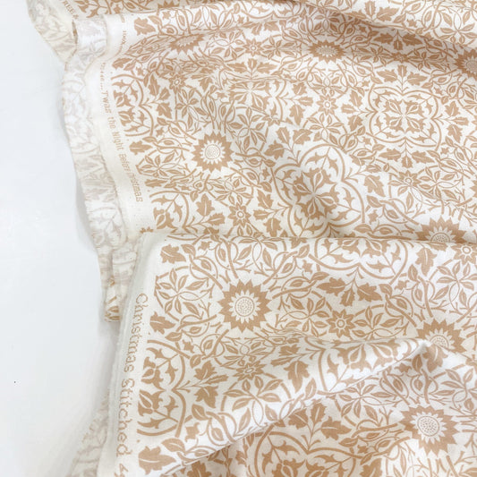 Moda Quilting Cotton 'Christmas Stitched' in Linen