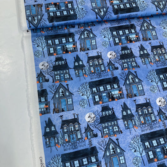 Moda 'Coven' Quilting Cotton 'Witch Village' in Dusk