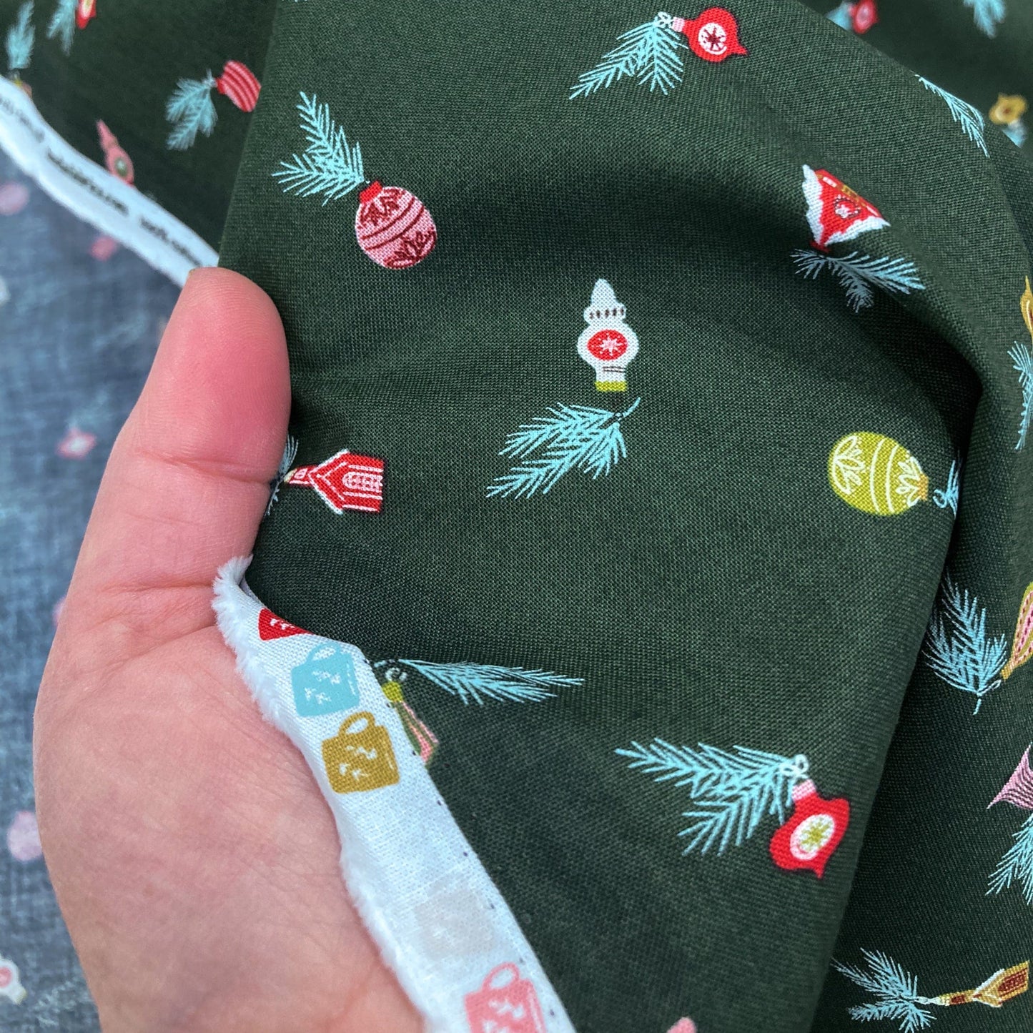 Moda 'Cozy Wonderland' Quilting Cotton 'Ornaments' in Pine