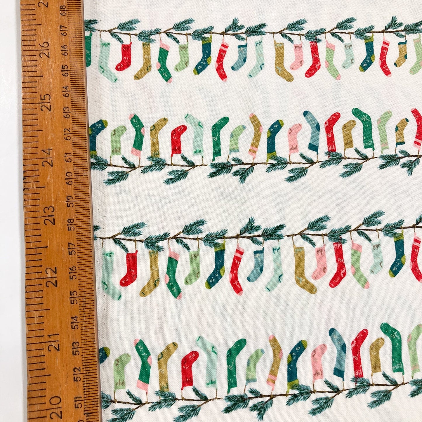 Moda 'Cozy Wonderland' Quilting Cotton 'Stockings' in Natural