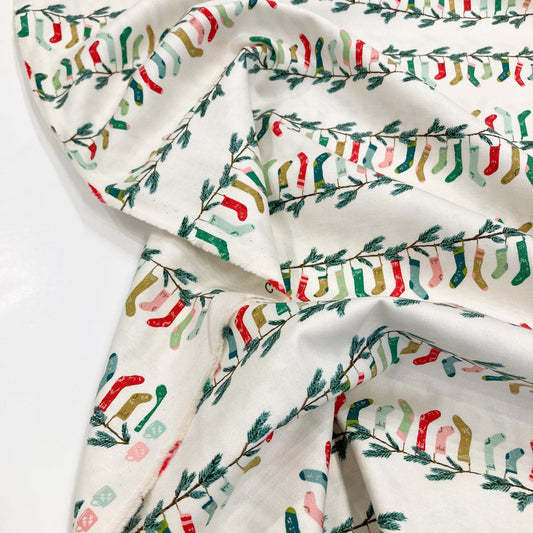 Moda 'Cozy Wonderland' Quilting Cotton 'Stockings' in Natural