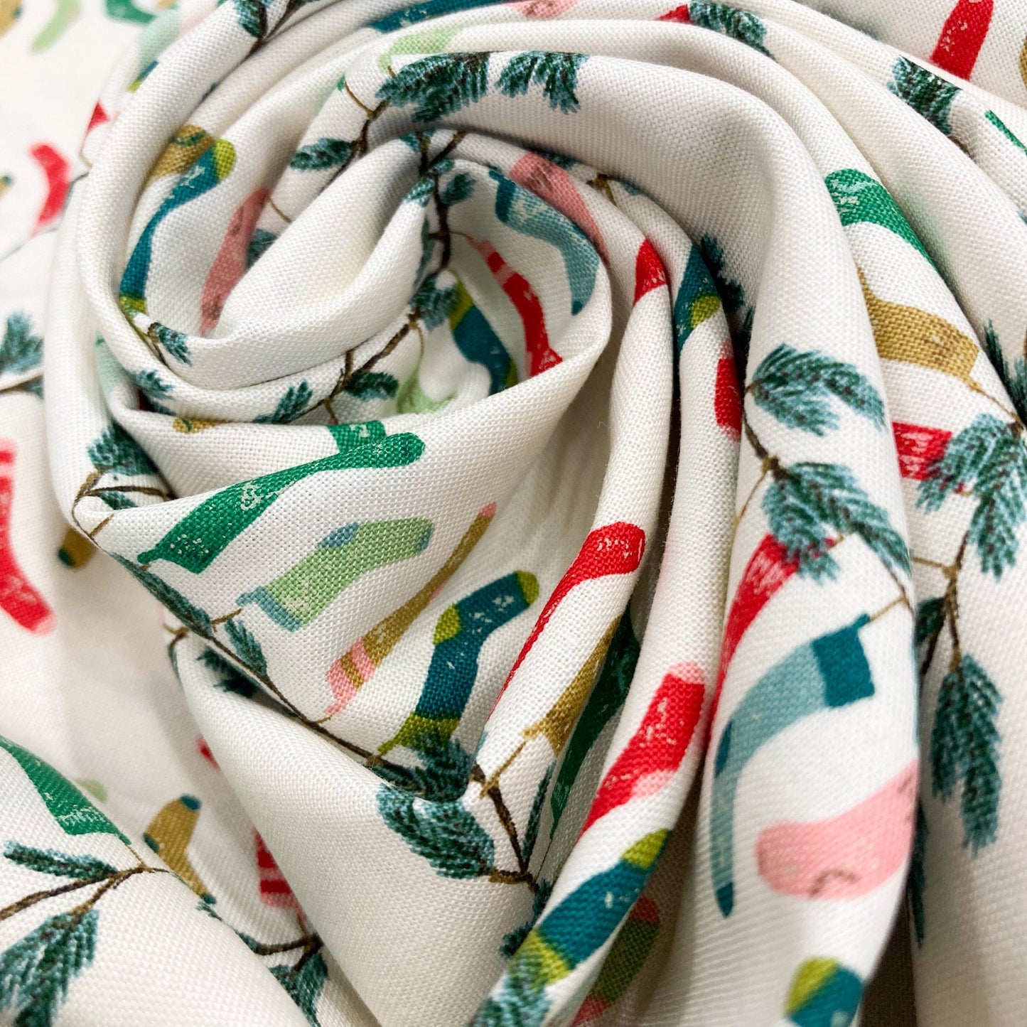 Moda 'Cozy Wonderland' Quilting Cotton 'Stockings' in Natural