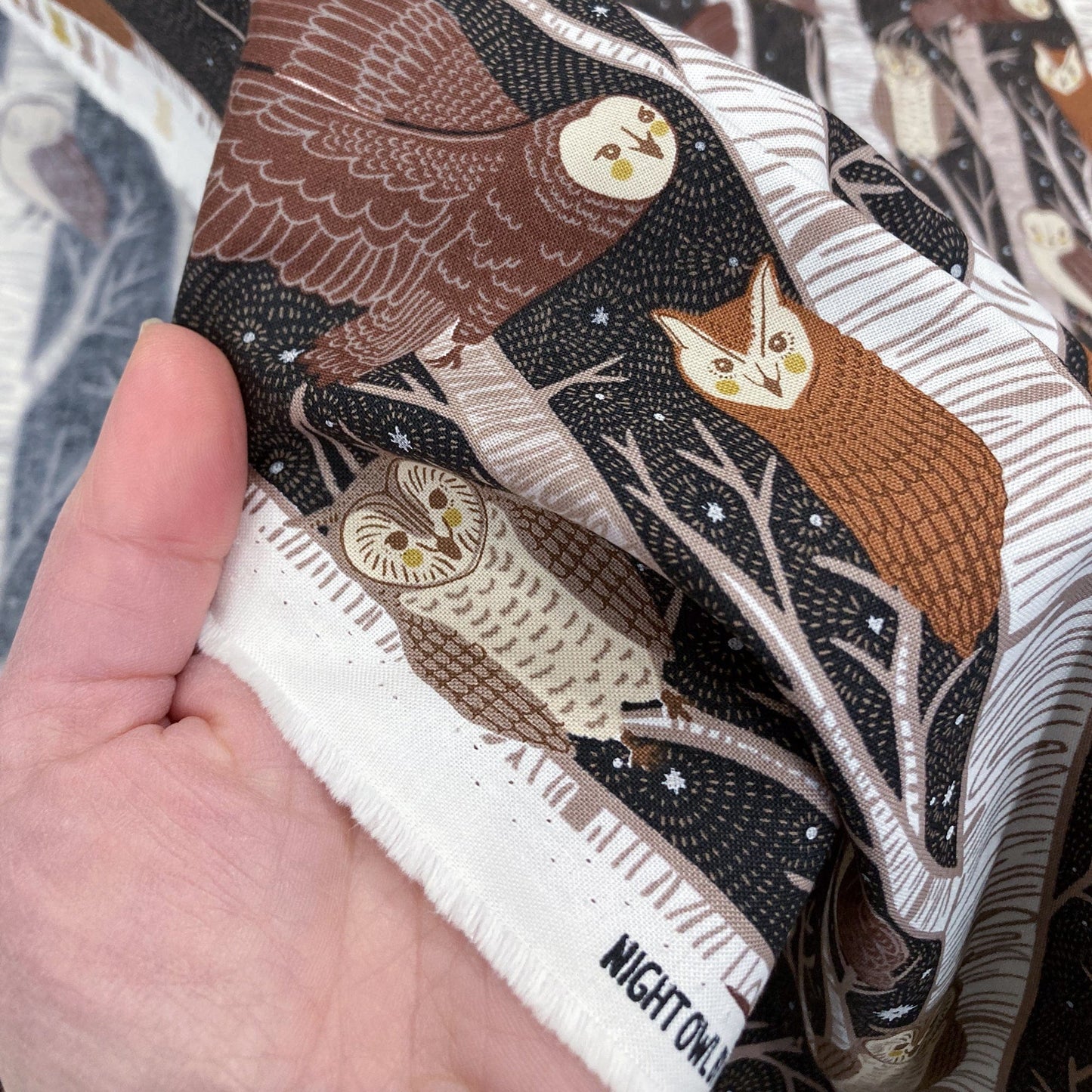 Moda 'Night Owl' Quilting Cotton 'Silver Birch' in Midnight