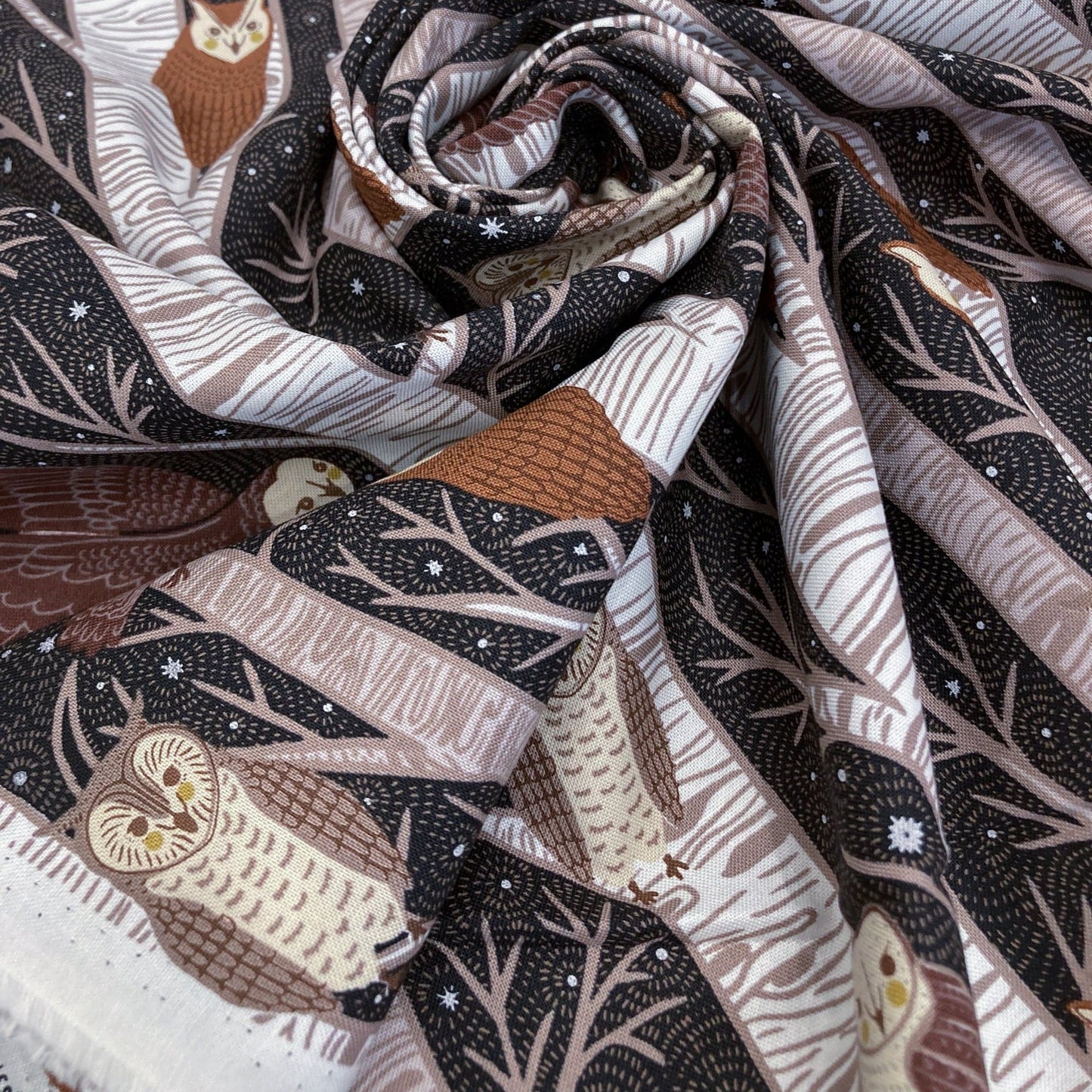 Moda 'Night Owl' Quilting Cotton 'Silver Birch' in Midnight