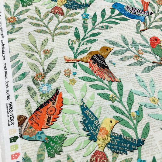 Moda 'Paper Hamlet' Quilting Cotton 'Birdy' in Paper