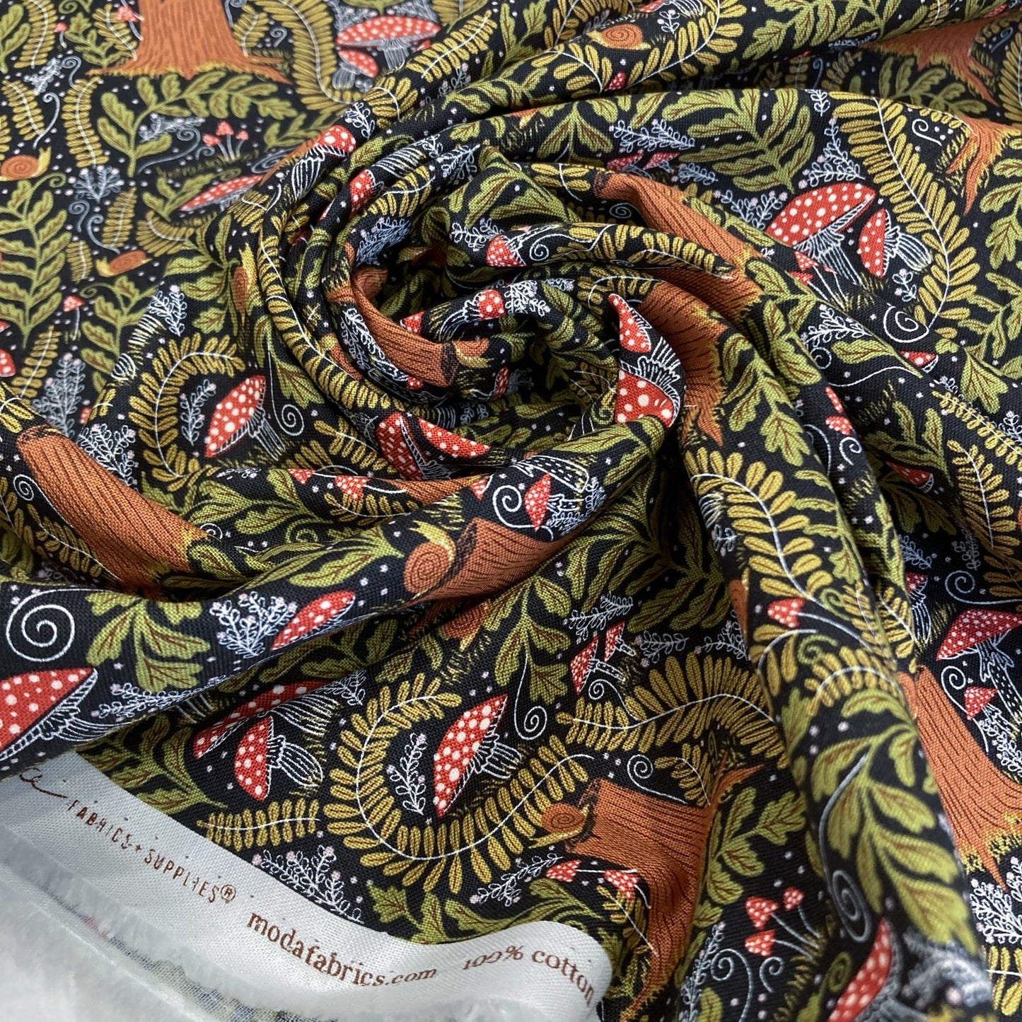 Moda 'Night Owl' Quilting Cotton 'Woodland' in Midnight