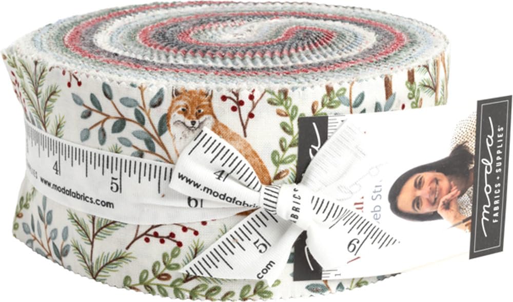 Jelly roll of quilting cotton strips from Moda Fabrics 'Woodland Winter' collection 