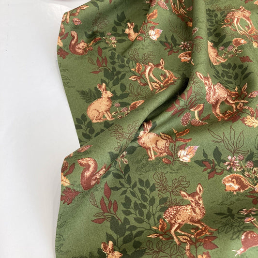 Moda 'Autumn Forest' Quilting Cotton 'Woodland Animals' in Leaf