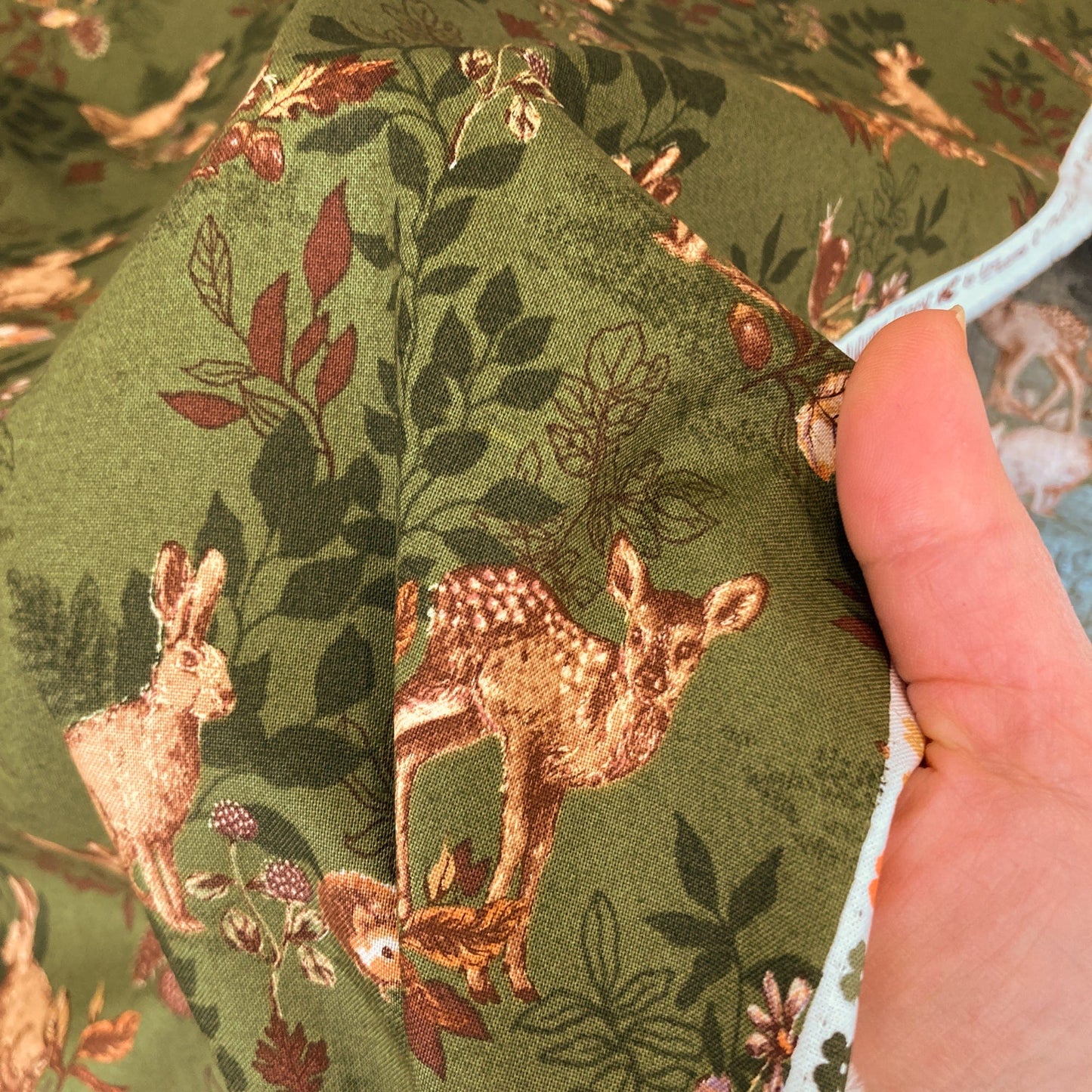Moda 'Autumn Forest' Quilting Cotton 'Woodland Animals' in Leaf