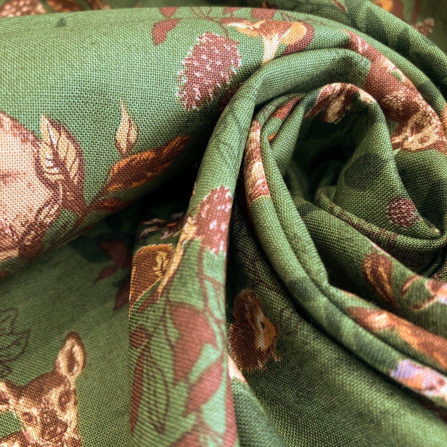 Moda 'Autumn Forest' Quilting Cotton 'Woodland Animals' in Leaf