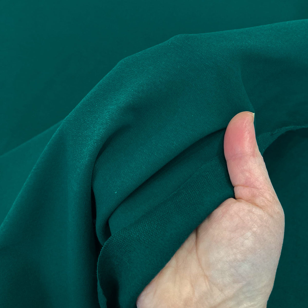 Organic Cotton Fleece-Backed Jersey in Dark Teal Green