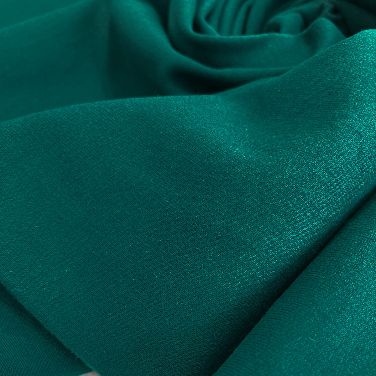 Organic Cotton Fleece-Backed Jersey in Dark Teal Green