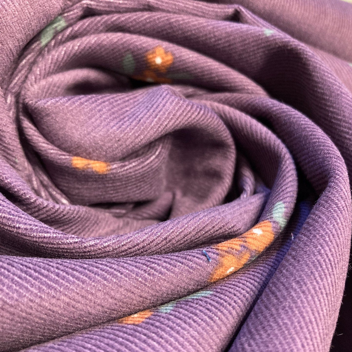 Cotton Needlecord in Lilac with Floral Print
