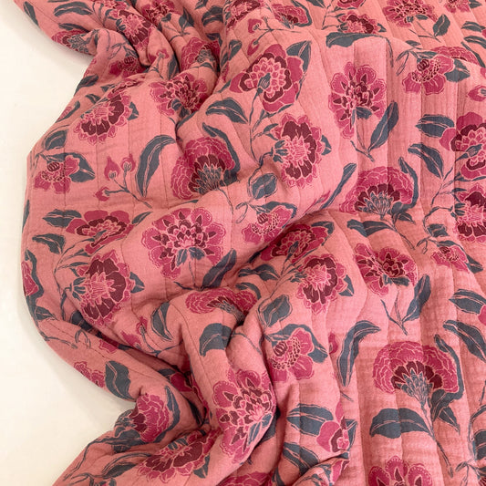 Quilted Double-Sided Double Gauze Floral in Old Rose