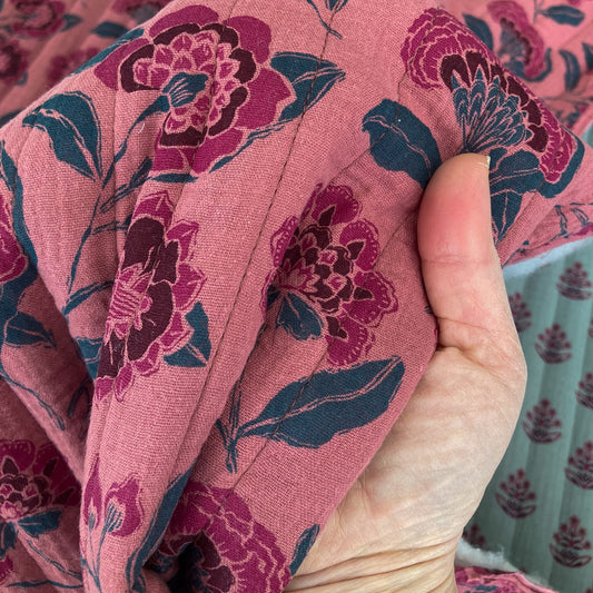 Quilted Double-Sided Double Gauze Floral in Old Rose
