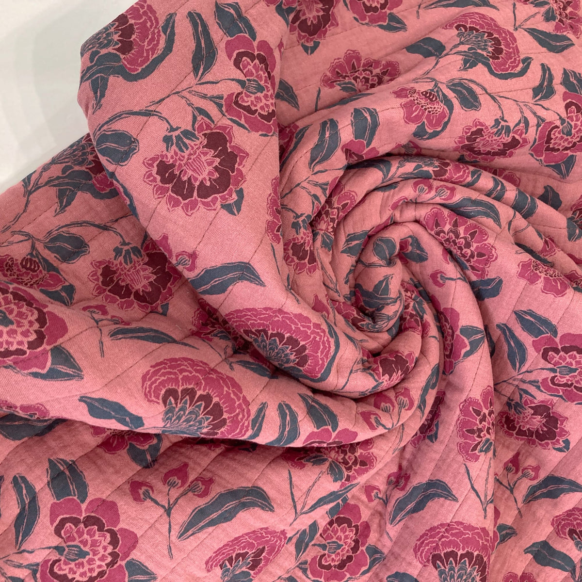 Quilted Double-Sided Double Gauze Floral in Old Rose