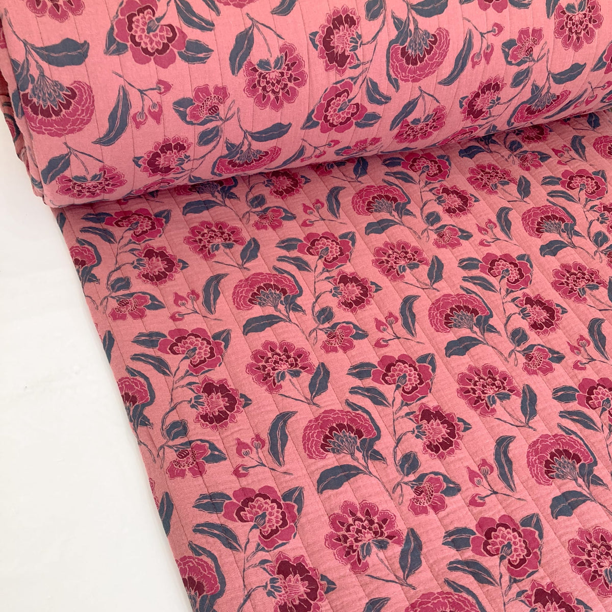 Quilted Double-Sided Double Gauze Floral in Old Rose