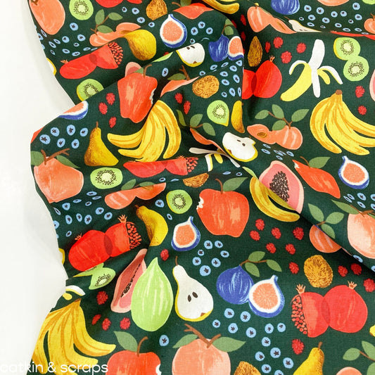 Rifle Paper Co. 'Orchard' Cotton & Linen Canvas 'Fruit Stand' in Hunter Green