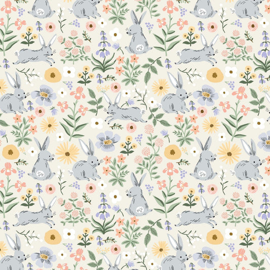 Rifle Paper Co. 'Easter II' Quilting Cotton 'Bunny Floral' in Cream