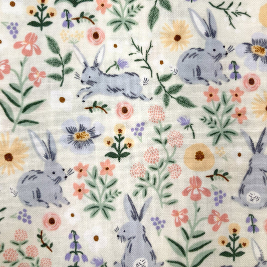Rifle Paper Co. 'Easter II' Quilting Cotton 'Bunny Floral' in Cream