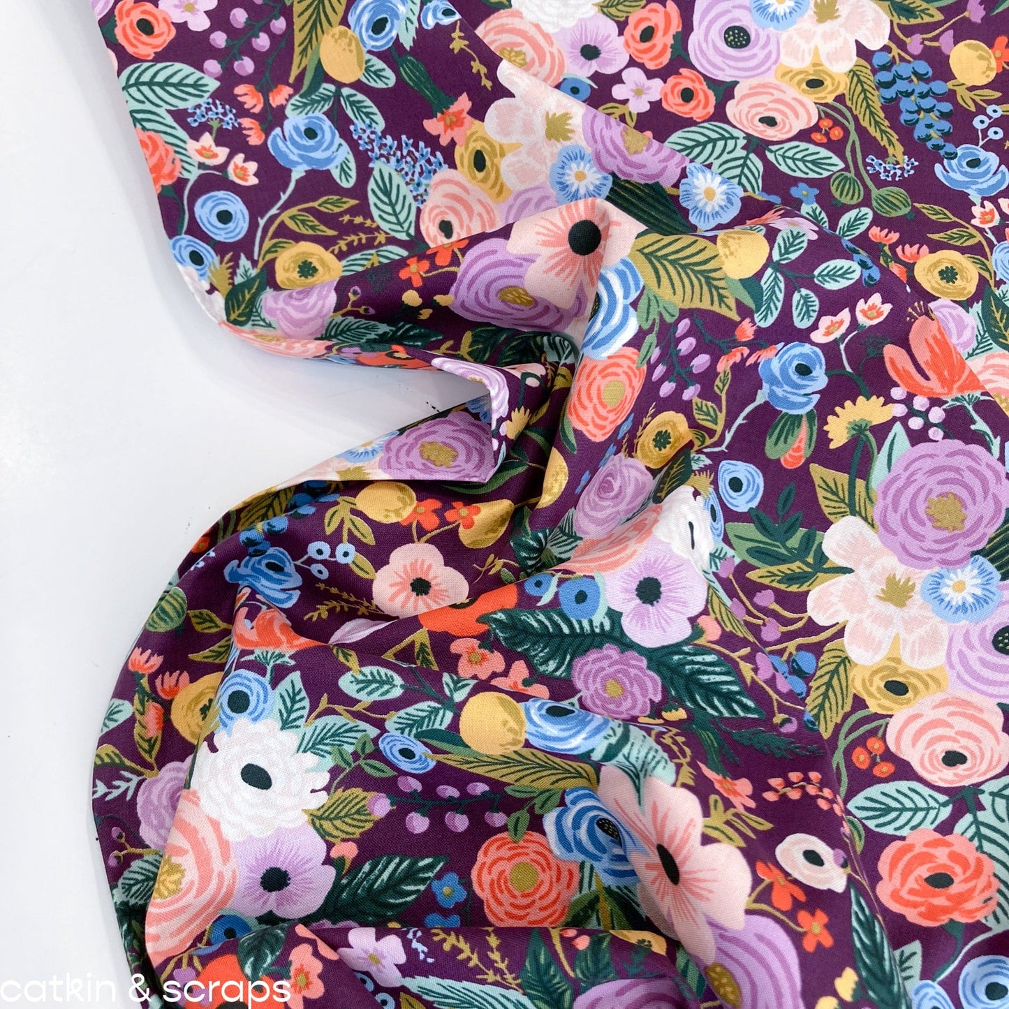 Rifle Paper Co. 'Orchard' Quilting Cotton 'Garden Party' in Burgundy