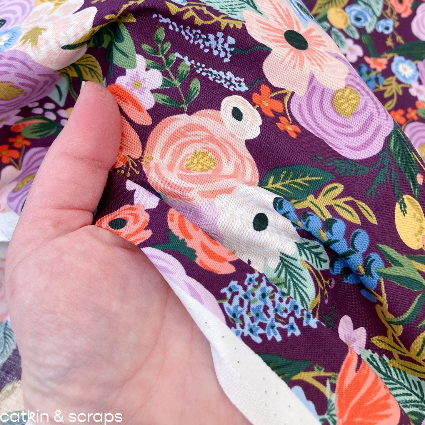 Rifle Paper Co. 'Orchard' Quilting Cotton 'Garden Party' in Burgundy