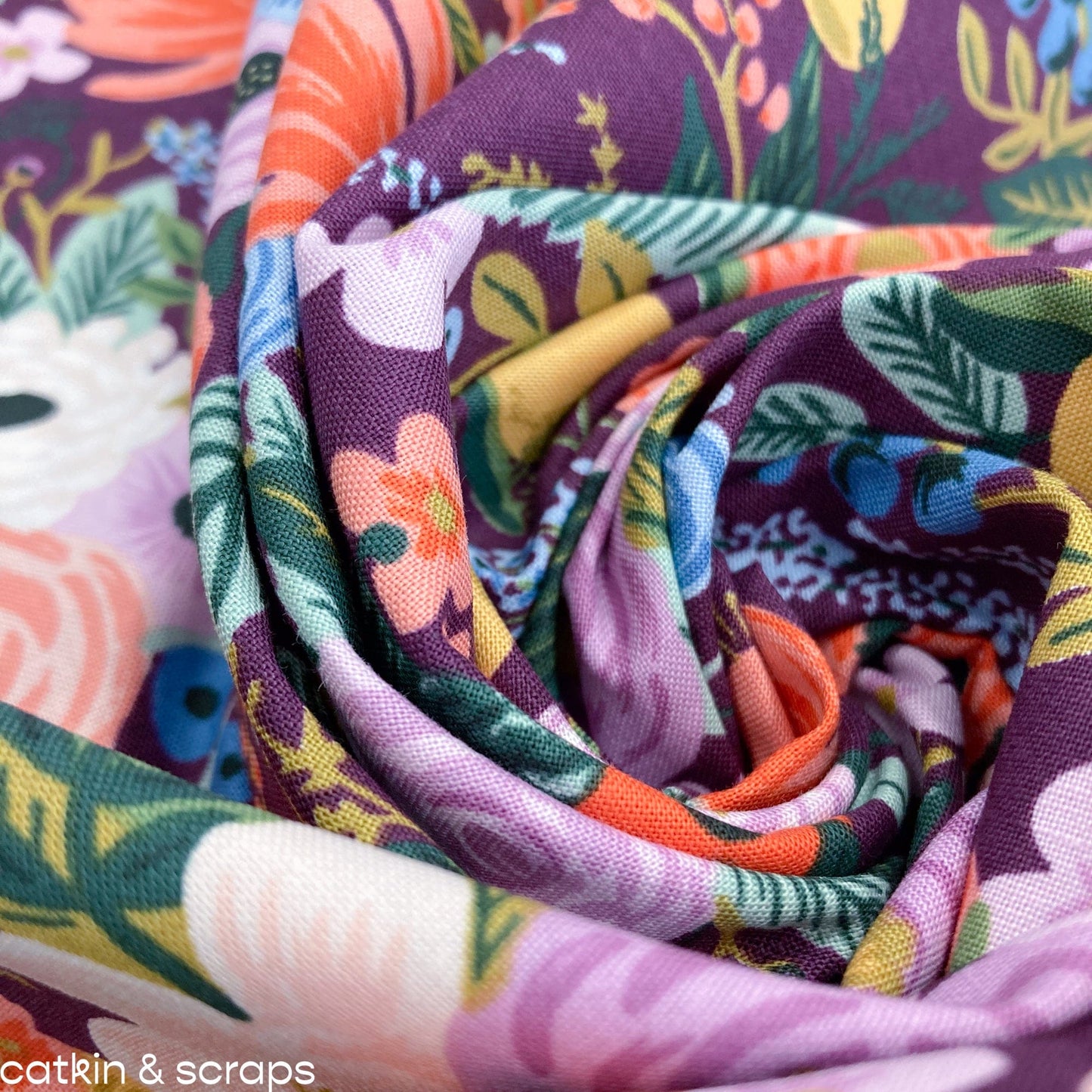Rifle Paper Co. 'Orchard' Quilting Cotton 'Garden Party' in Burgundy