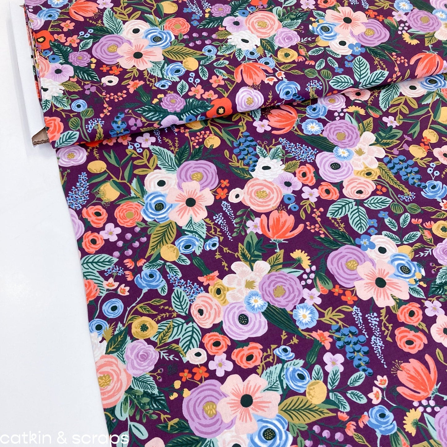 Rifle Paper Co. 'Orchard' Quilting Cotton 'Garden Party' in Burgundy