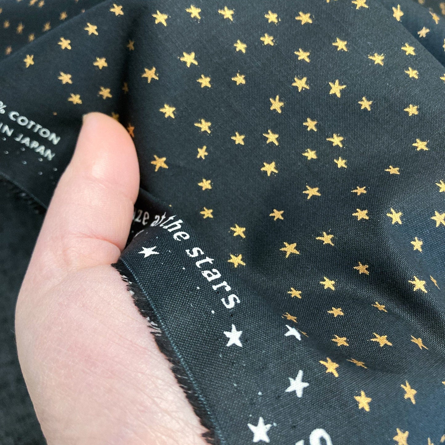 Ruby Star Society Quilting Cotton 'Mini Starry' in Black and Gold