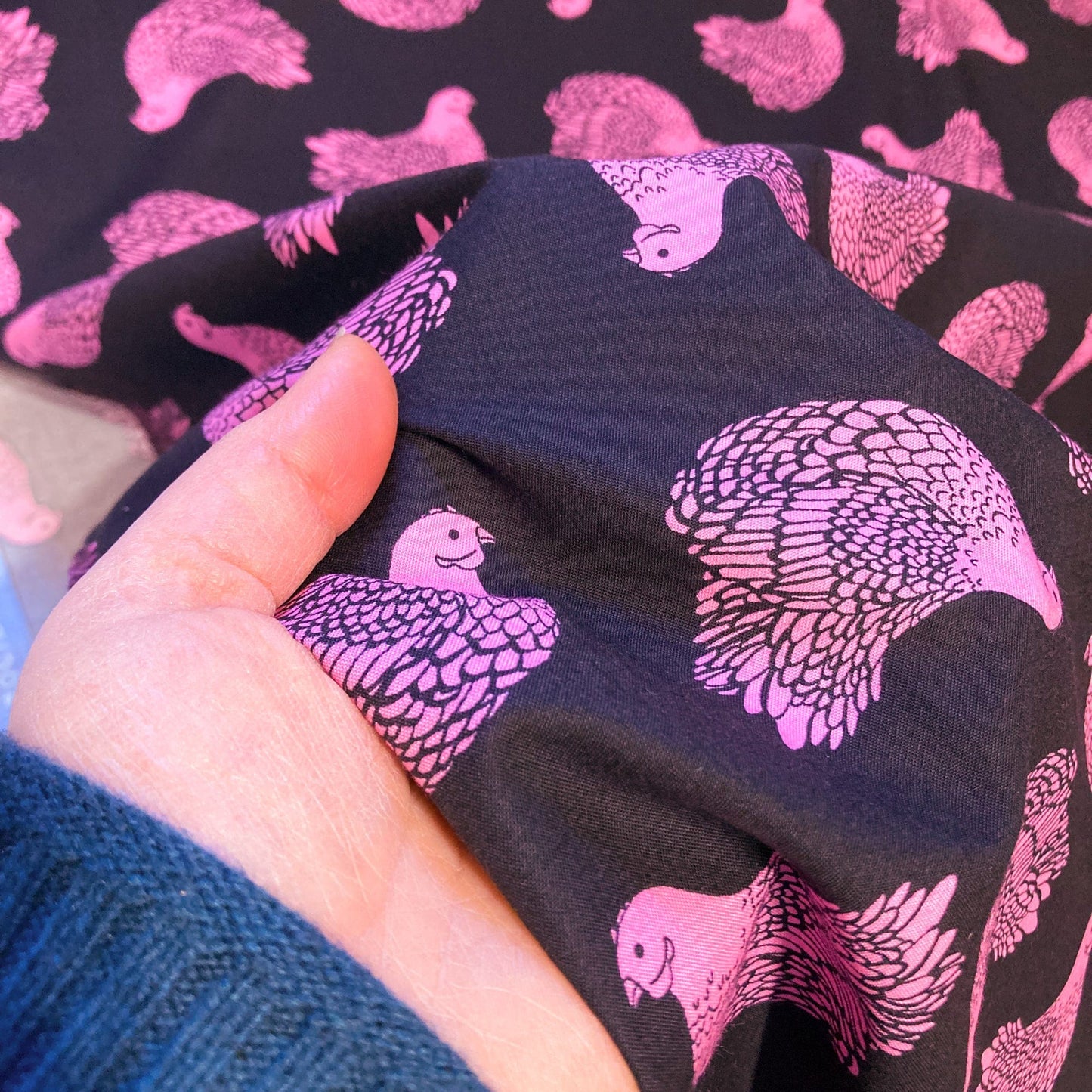 Ruby Star Society 'Backyard' Quilting Cotton 'Chicken' in Black
