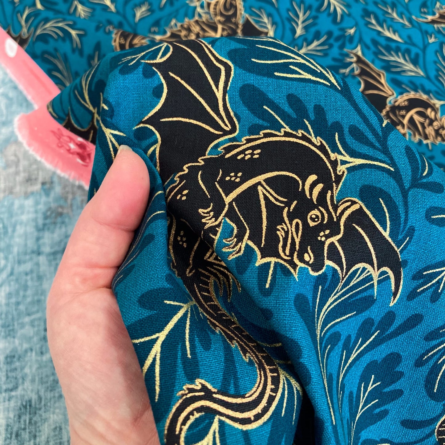 Ruby Star Society 'Fireglow' Cotton/Linen Canvas 'Dragon Lair' in Galaxy
