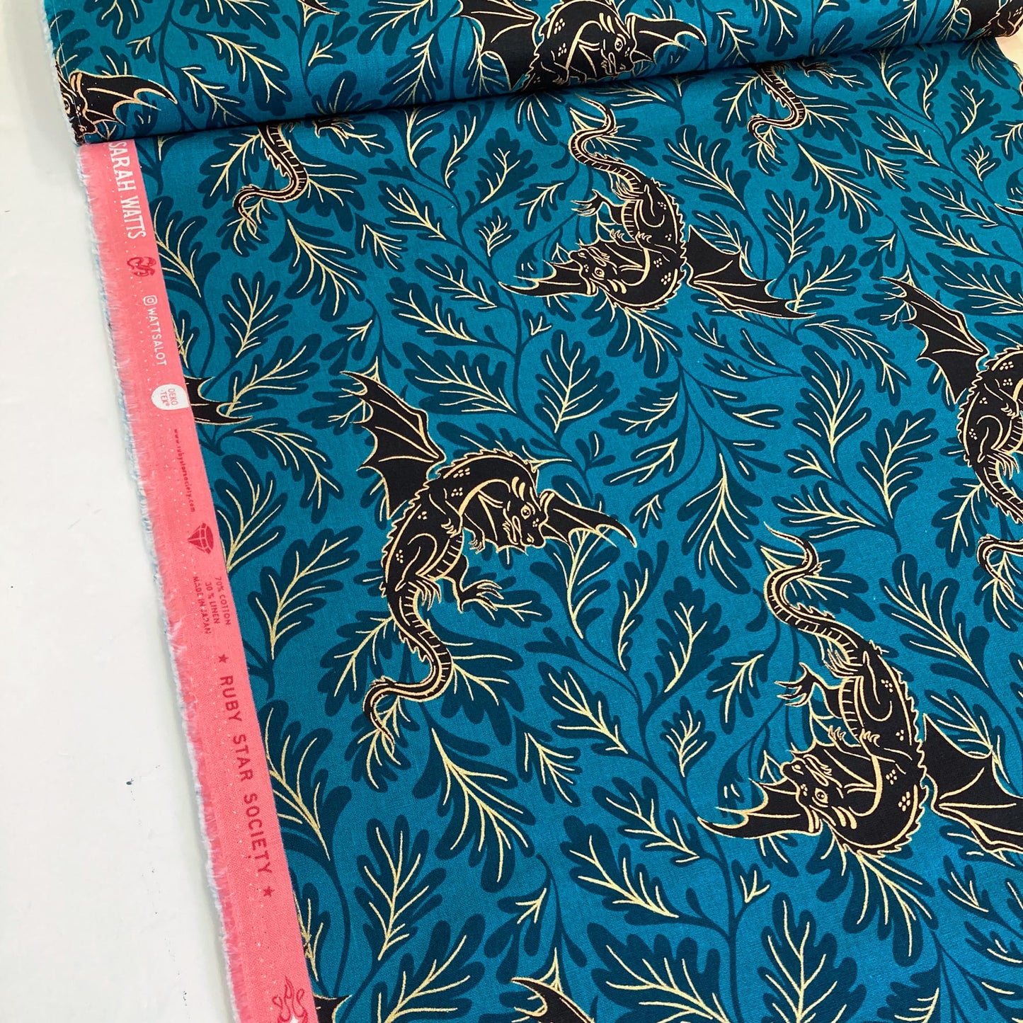 Ruby Star Society 'Fireglow' Cotton/Linen Canvas 'Dragon Lair' in Galaxy
