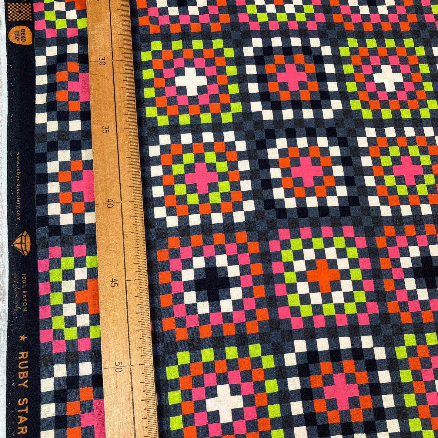 Ruby Star Society 'Catnap': Fine Rayon 'Granny Square' in Black