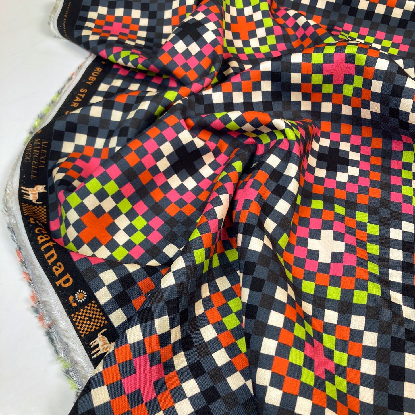 Ruby Star Society 'Catnap': Fine Rayon 'Granny Square' in Black