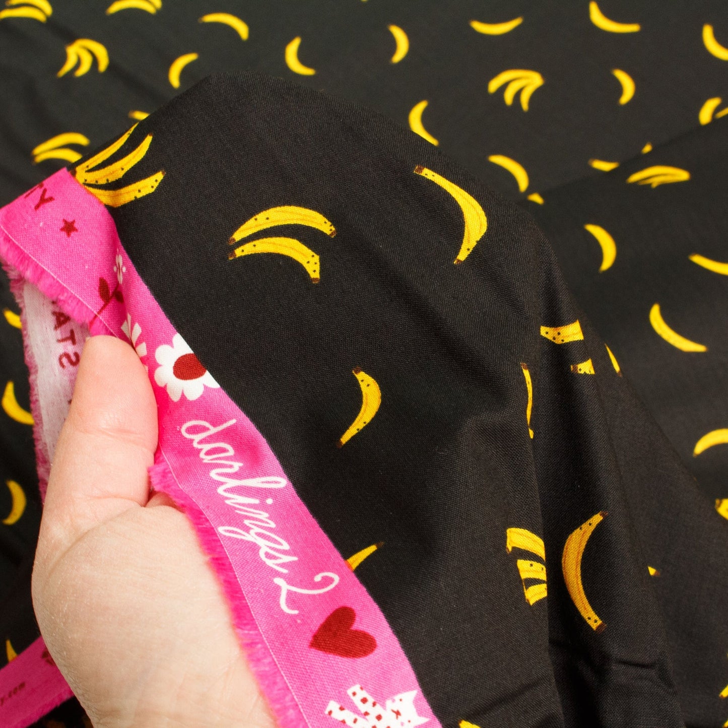 Ruby Star Society Quilting Cotton 'Darlings 2': 'Nanners' in Black