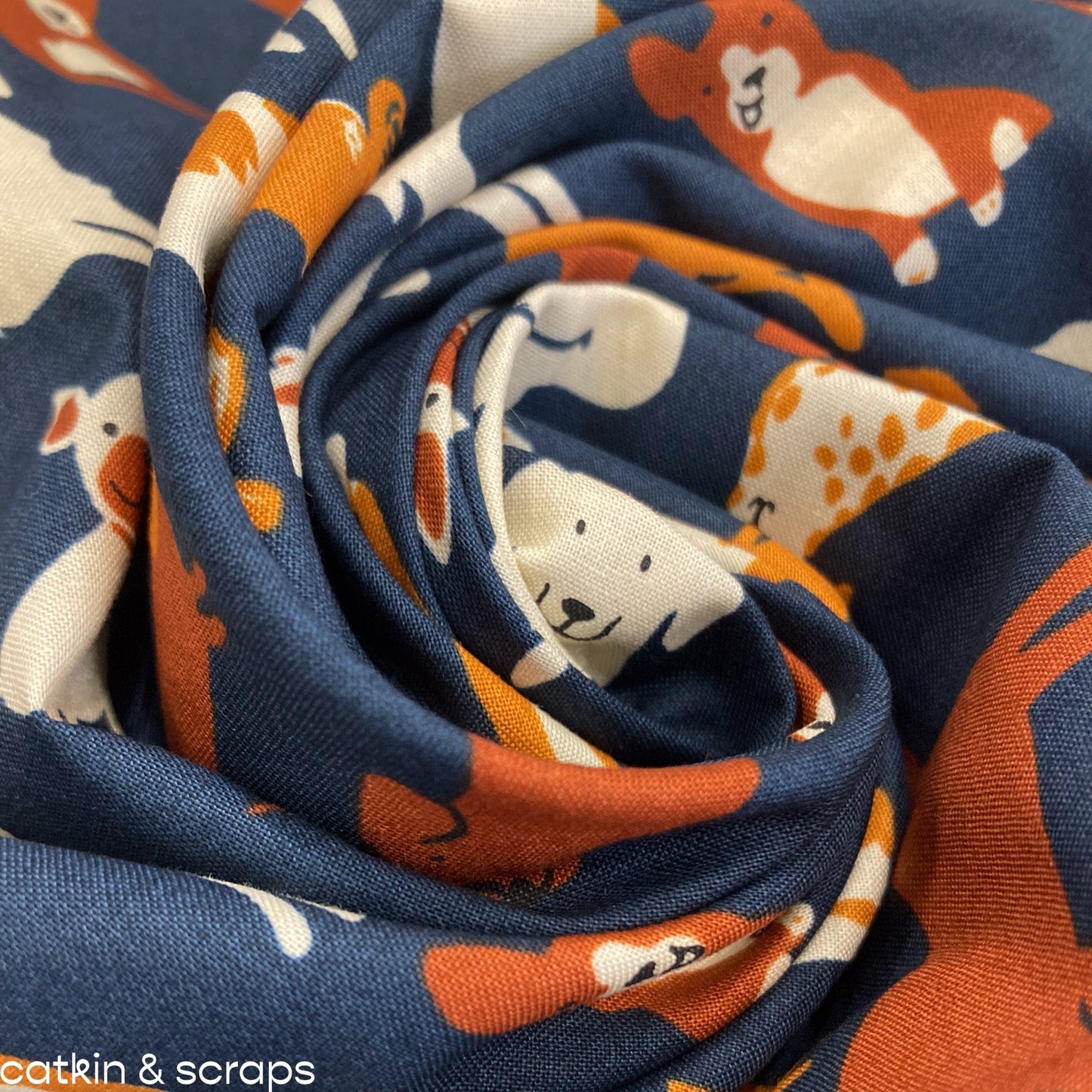 Ruby Star Society 'Dog Park' Quilting Cotton 'Dog Medley' in Teal Navy