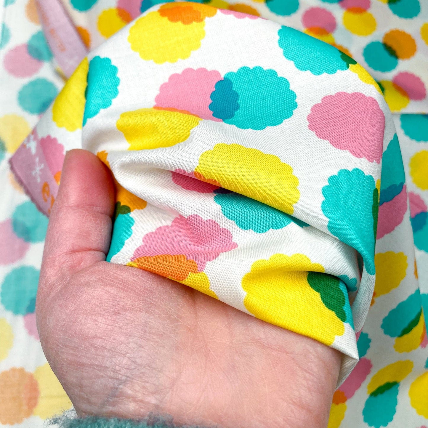 Ruby Star Society 'Eye Candy' Quilting Cotton 'Poms' in Natural