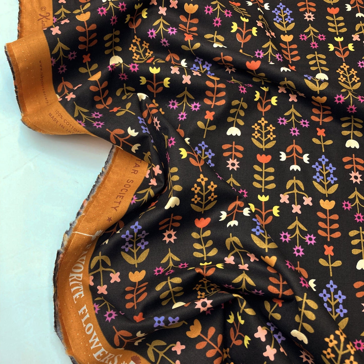 Ruby Star Society 'Favourite Flowers' Quilting Cotton 'Meadows' in Soft Black