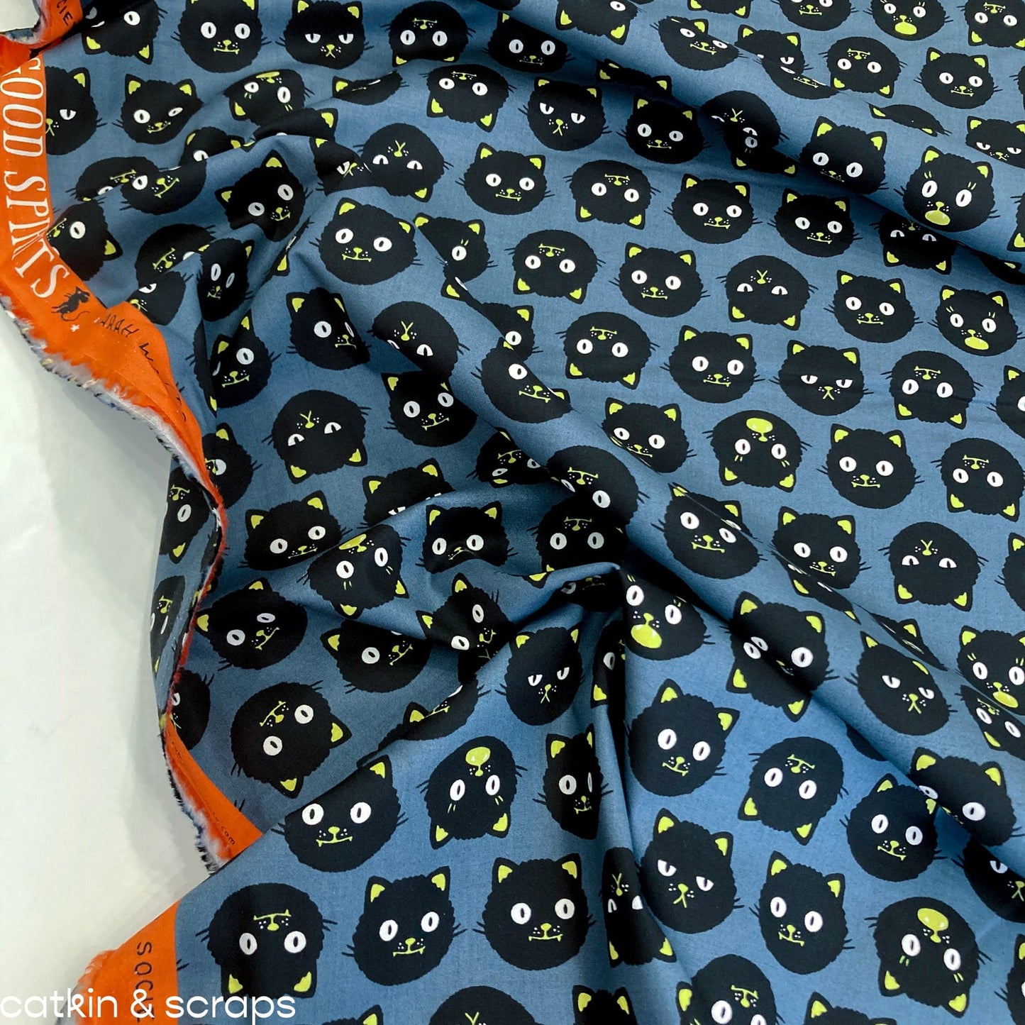 Ruby Star Society 'Good Spirits' Quilting Cotton 'Scaredy Cats' in Ghostly - Glows in the Dark!